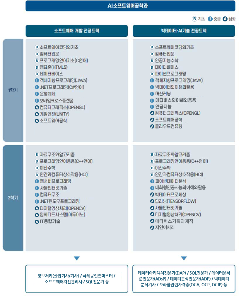 소프트웨어개발 및 빅데이터 AI 전공 트랙
